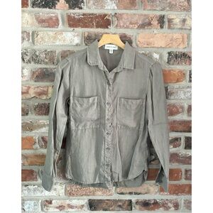 Cloth & Stone Green Linen Long Sleeve Button Up Shirt Top, XS